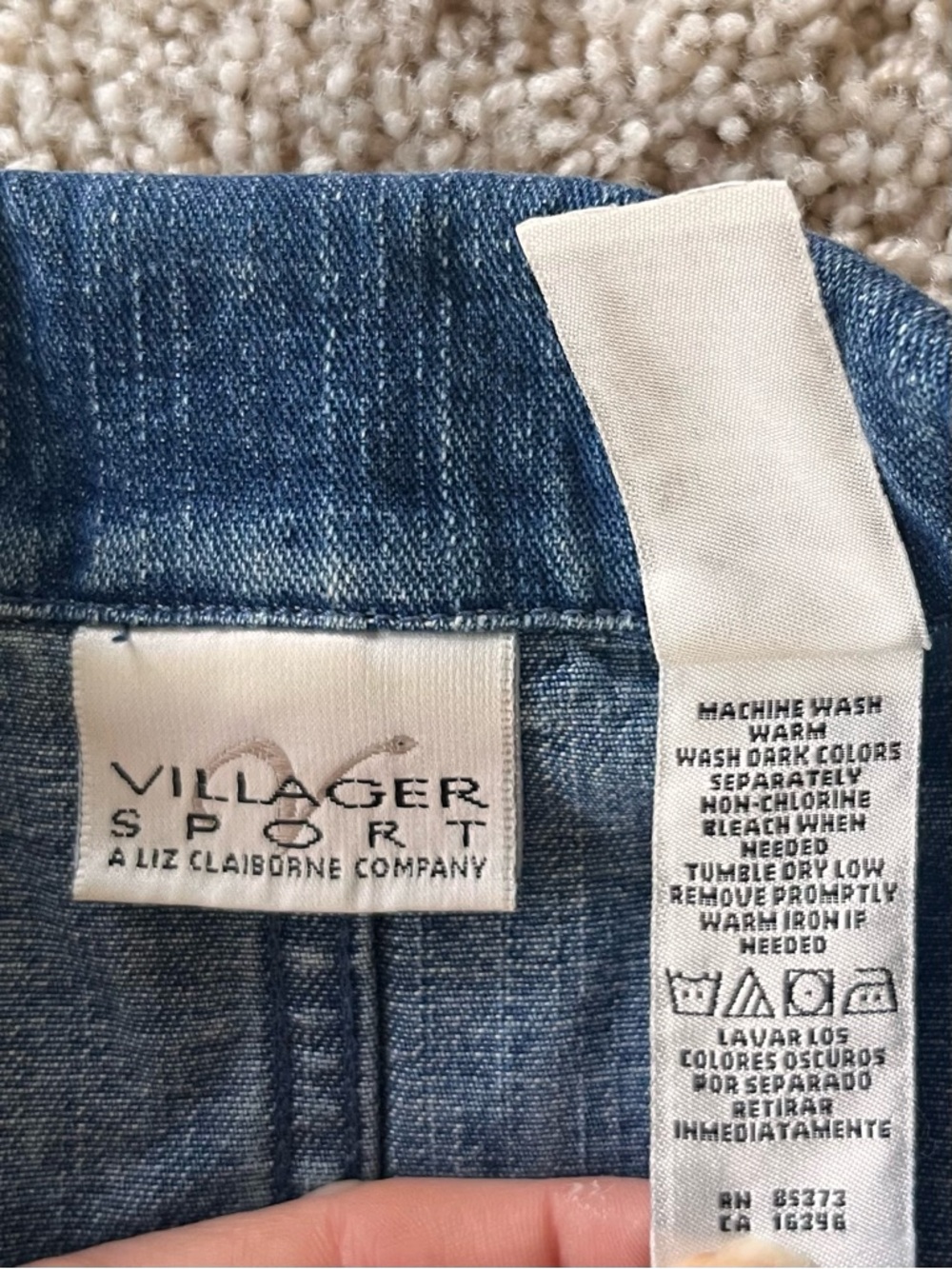 Liz Clairborn Vintage Womens Denim Jacket S/M 90s Y2K Chore Utility Barn Pockets - Picture 9 of 11